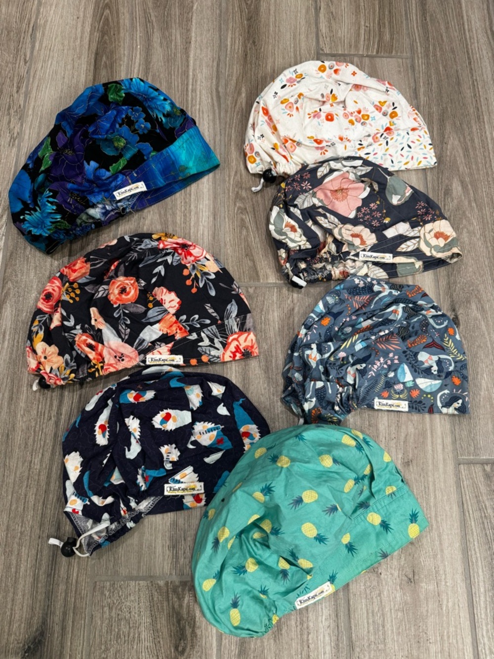 🩺 KimKaps Bouffant Style Scrub Caps Lot of 7